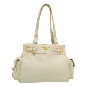 Prada Vitello Daino leather shoulder bag white ivory